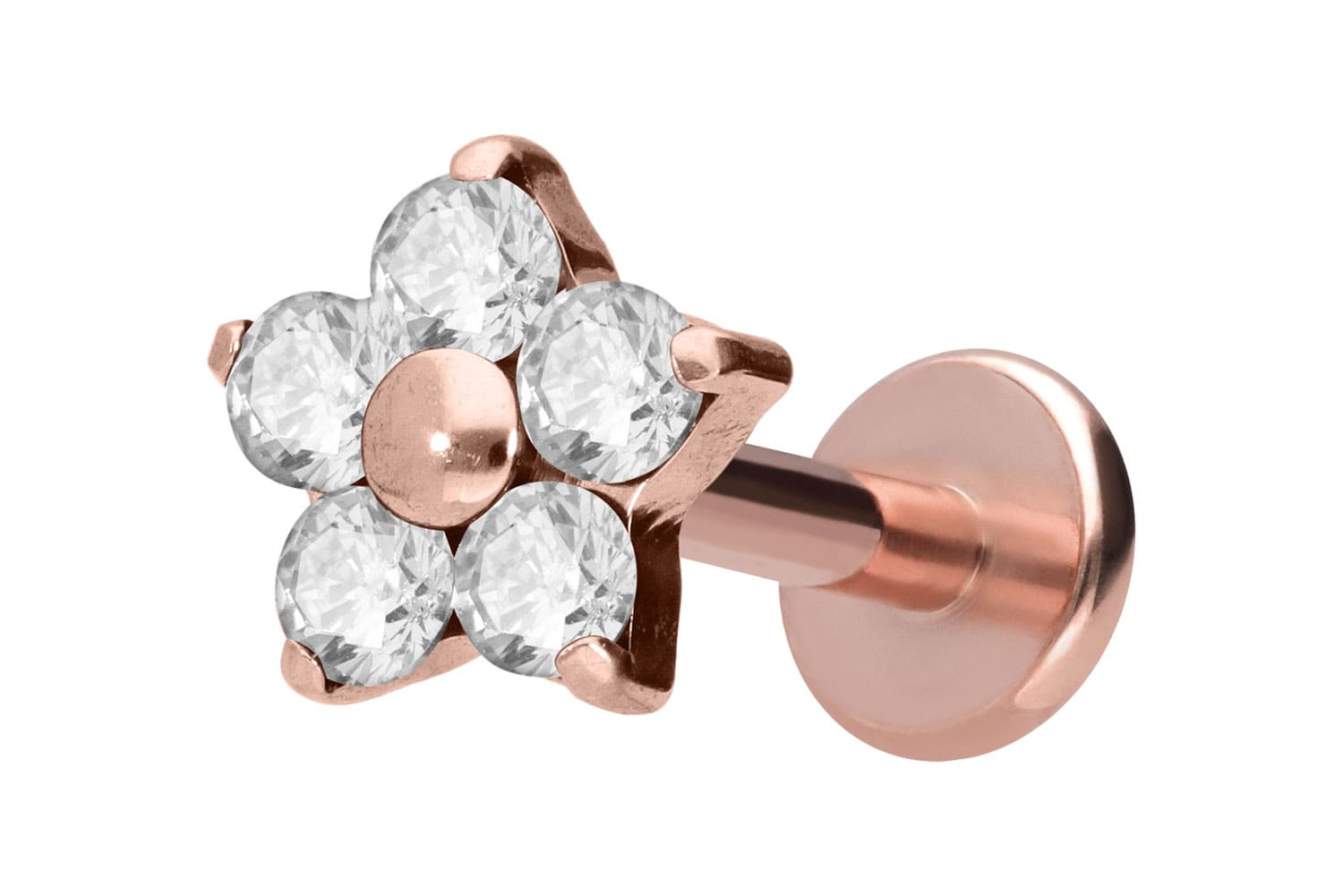Titan Labret mit Innengewinde KRISTALLBLUME